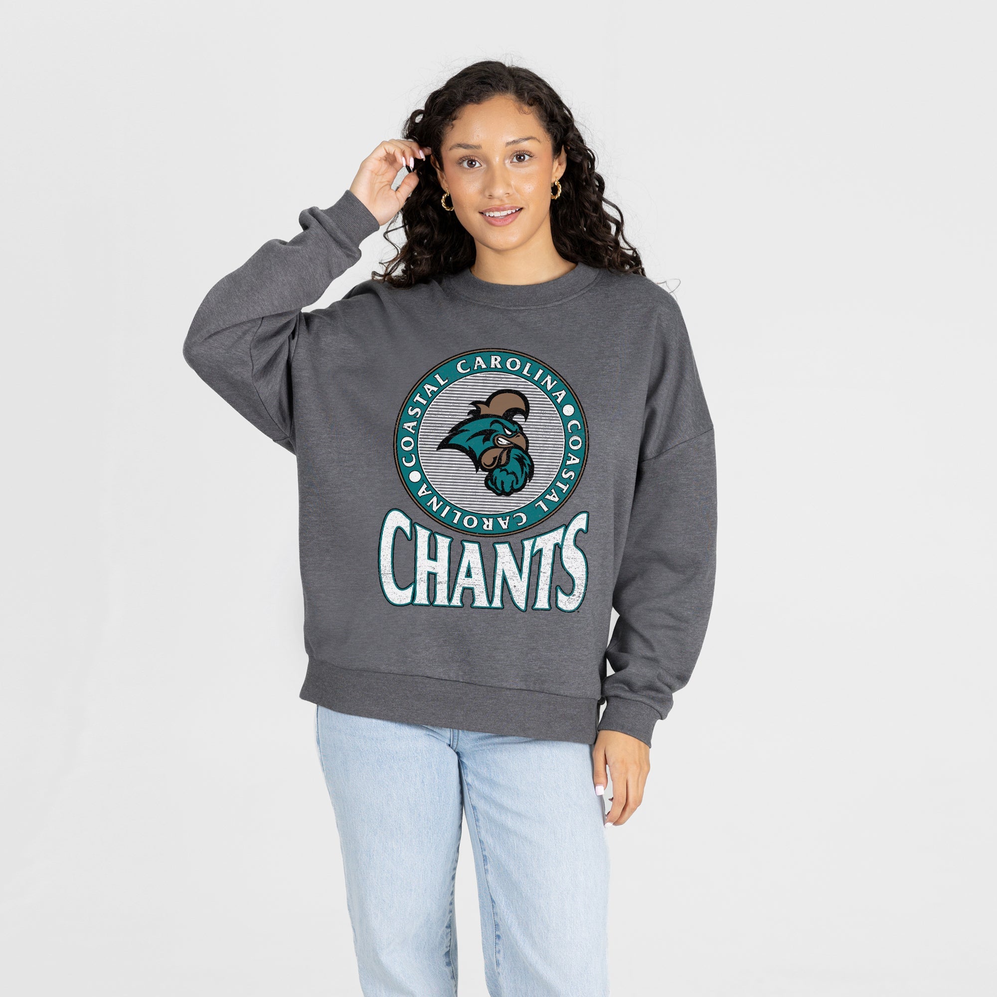 COASTAL CAROLINA CHANTICLEERS SATURDAY SEAL PREMIUM FLEECE DROP SHOULDER CREWNECK PULLOVER