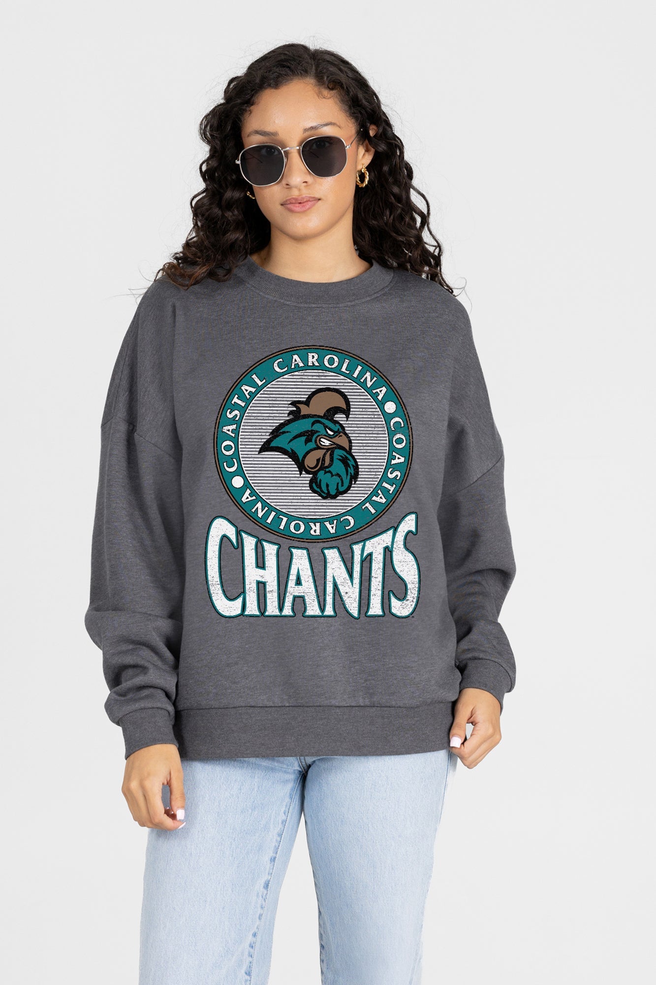 COASTAL CAROLINA CHANTICLEERS SATURDAY SEAL PREMIUM FLEECE DROP SHOULDER CREWNECK PULLOVER