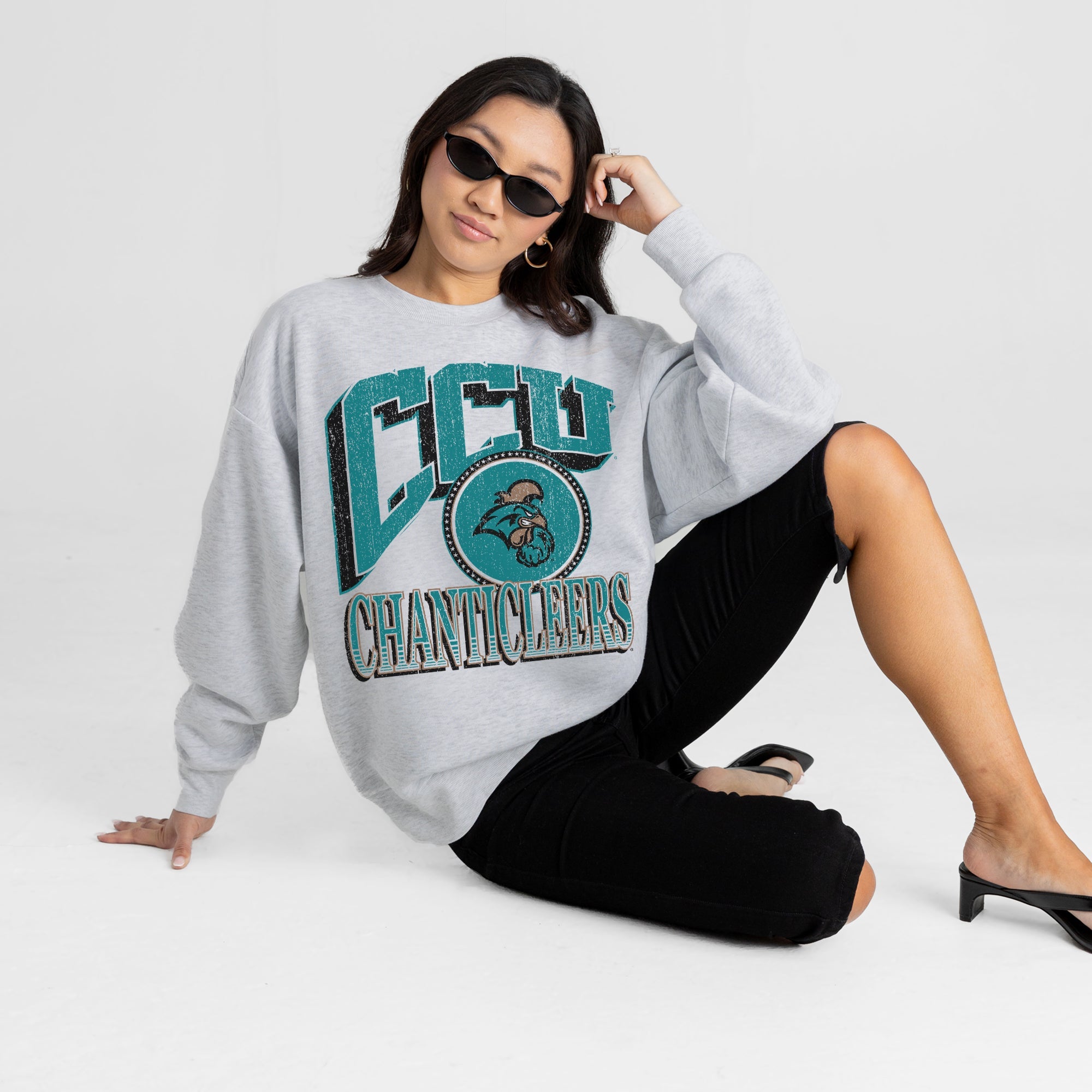 COASTAL CAROLINA CHANTICLEERS GAME ON PREMIUM FLEECE DROP SHOULDER CREWNECK PULLOVER