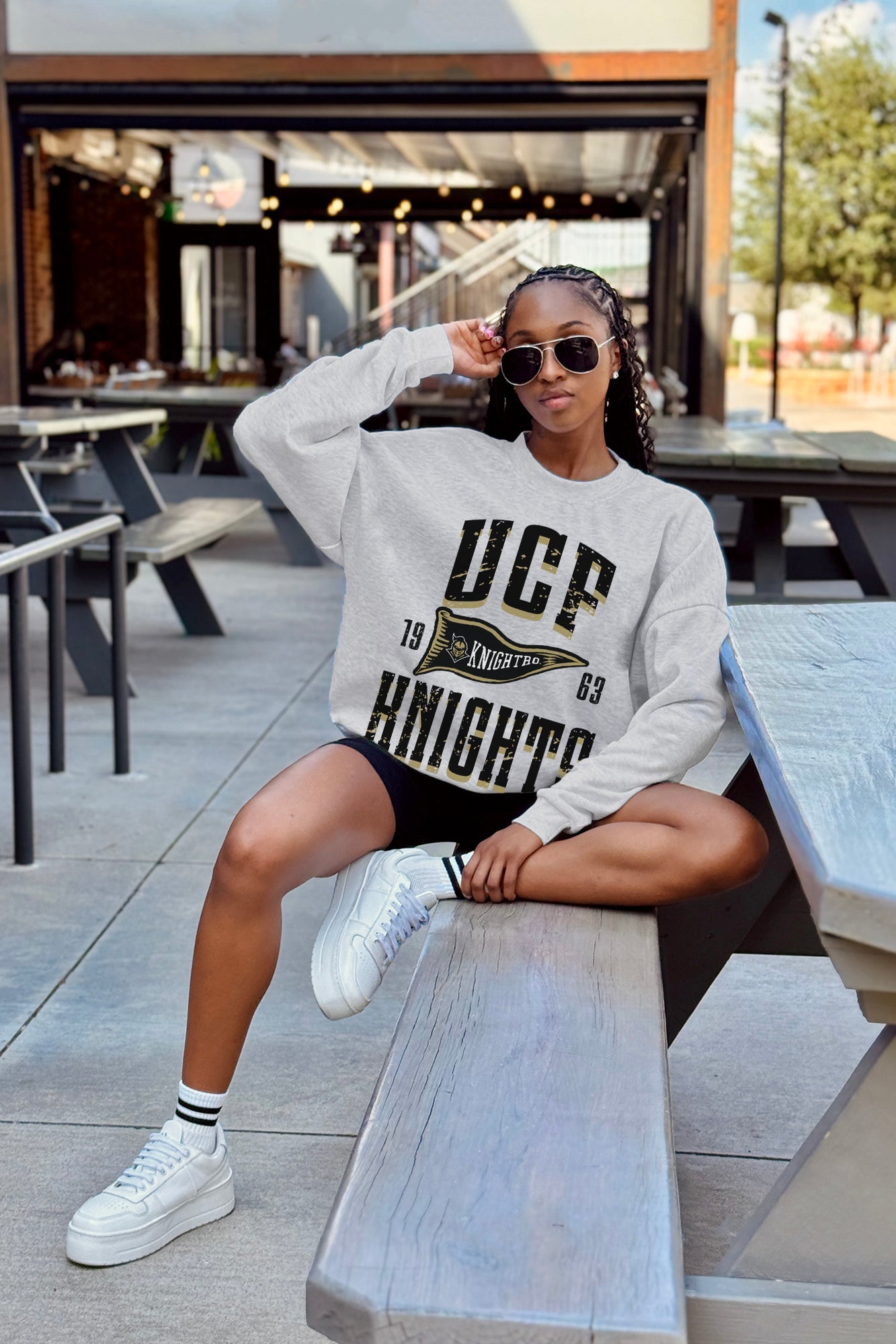 CENTRAL FLORIDA KNIGHTS PENNANT PRIDE PREMIUM FLEECE DROP SHOULDER CREWNECK PULLOVER