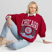 CHICAGO FIRE FC CLASSIC ARCHIVES PREMIUM FLEECE DROP SHOULDER CREWNECK PULLOVER