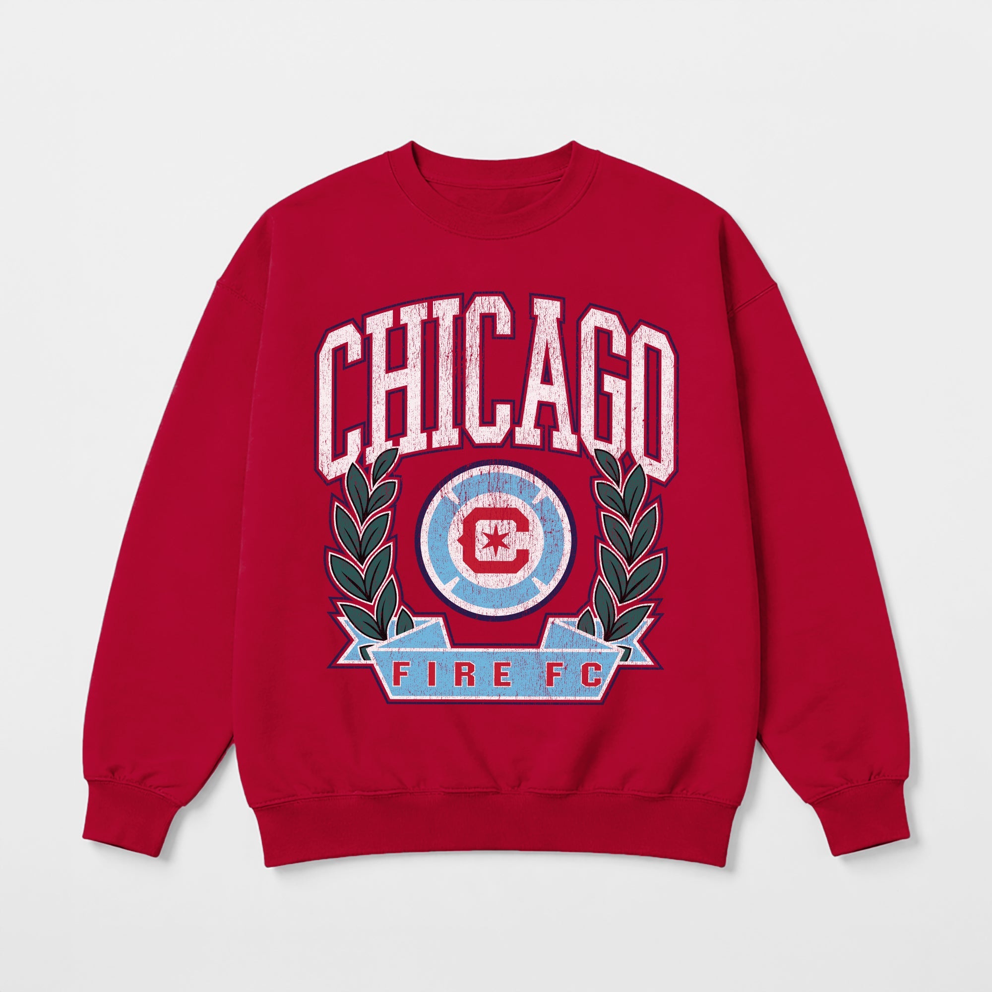 CHICAGO FIRE FC CLASSIC ARCHIVES PREMIUM FLEECE DROP SHOULDER CREWNECK PULLOVER