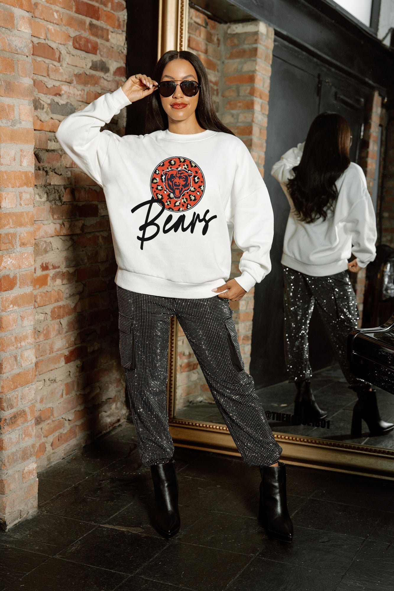 CHICAGO BEARS WILD BREAKTHROUGH PREMIUM FLEECE CREWNECK PULLOVER