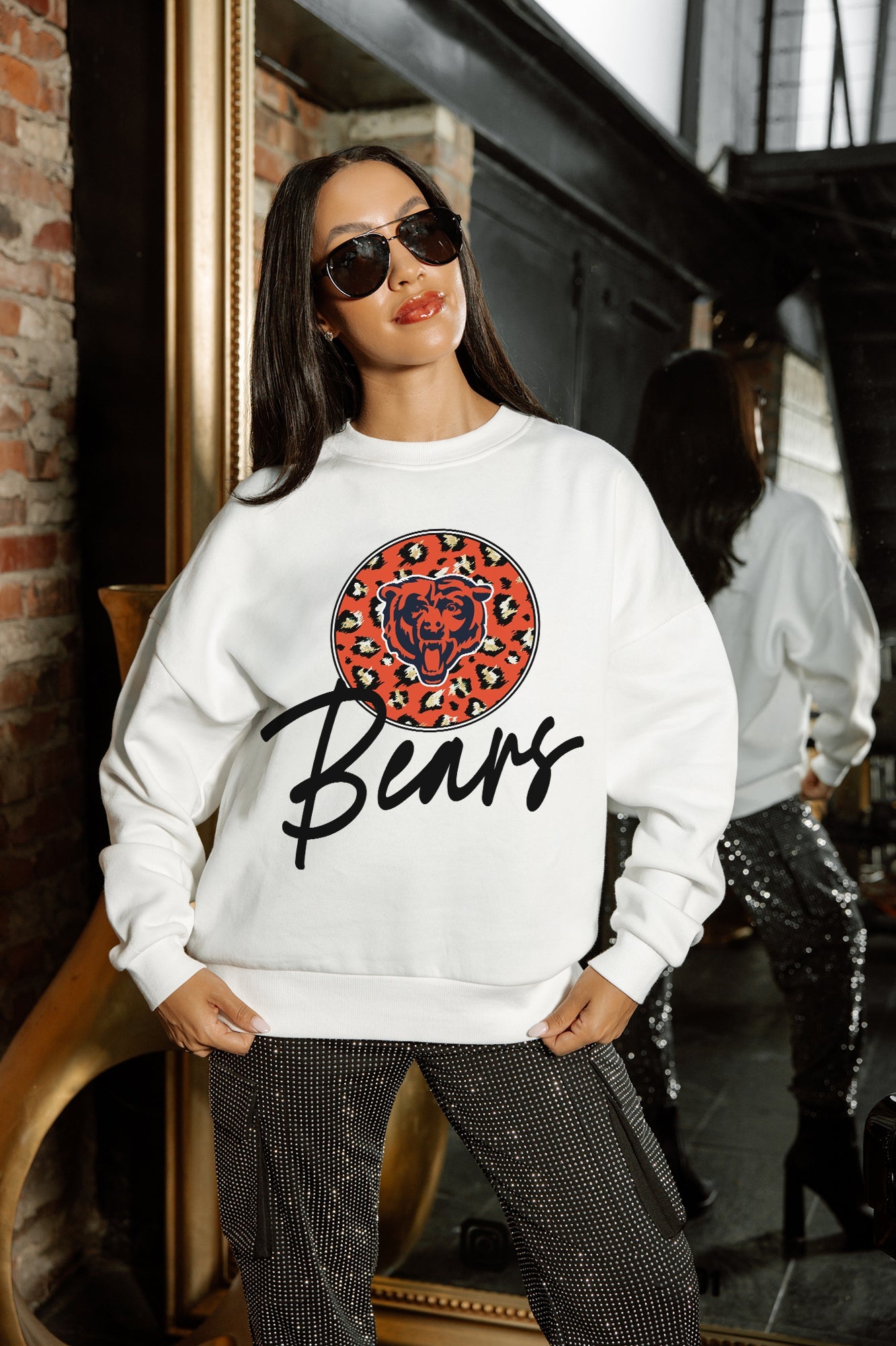 CHICAGO BEARS WILD BREAKTHROUGH PREMIUM FLEECE CREWNECK PULLOVER