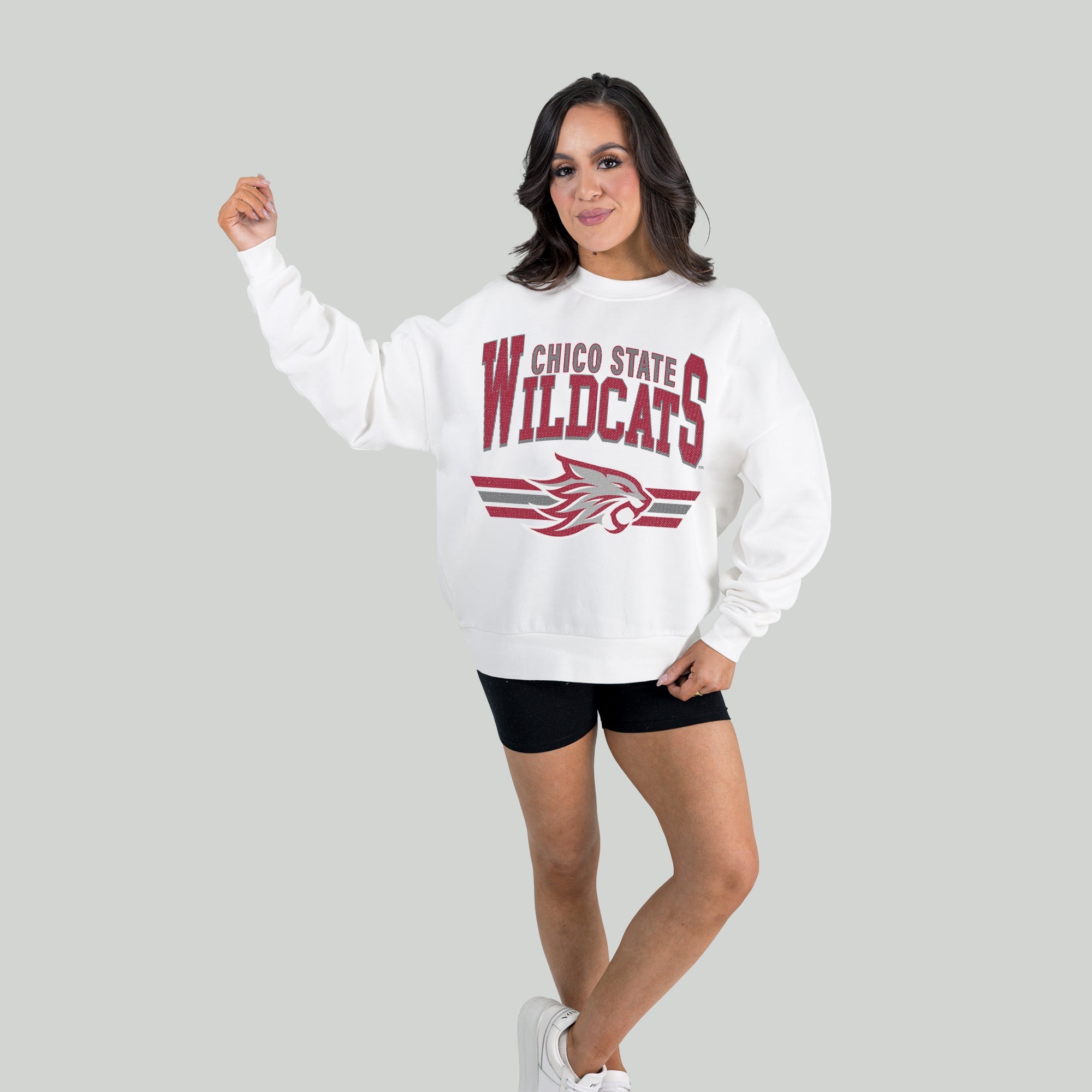 CHICO STATE WILDCATS SWIFT STRIKE PREMIUM FLEECE DROP SHOULDER CREWNECK PULLOVER