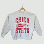 CHICO STATE WILDCATS PENNANT PRIDE PREMIUM FLEECE DROP SHOULDER CREWNECK PULLOVER