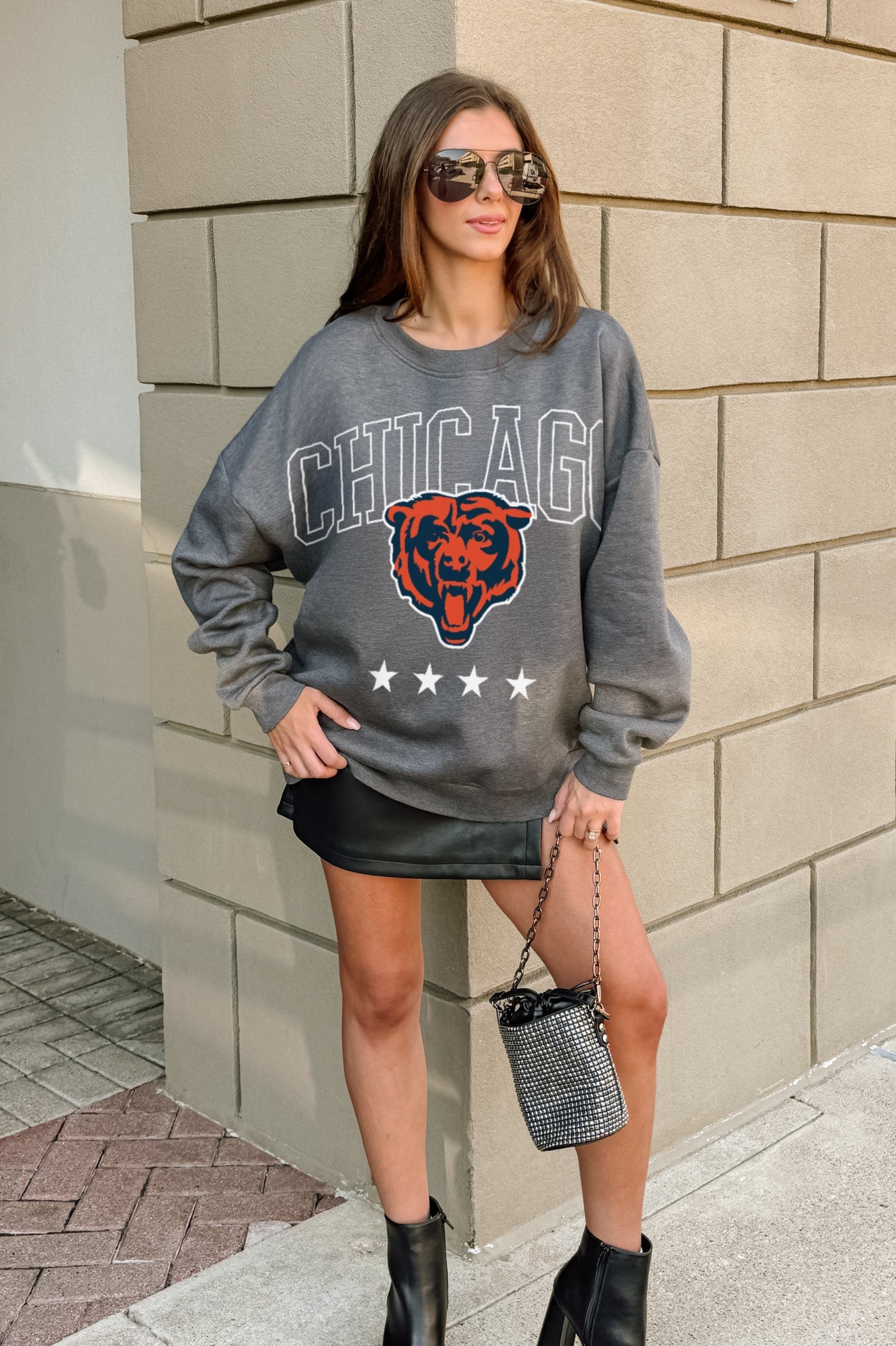 CHICAGO BEARS RISING STAR PREMIUM FLEECE CREWNECK PULLOVER