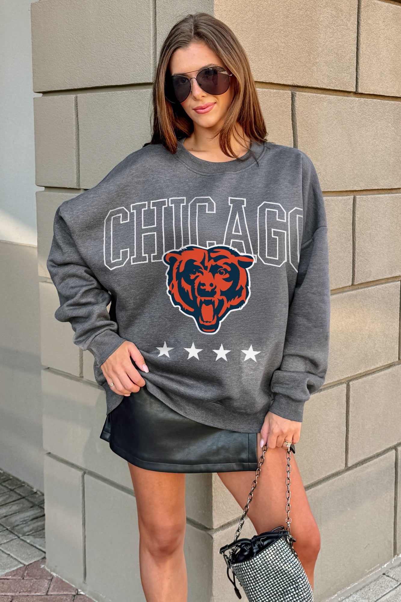 CHICAGO BEARS RISING STAR PREMIUM FLEECE CREWNECK PULLOVER