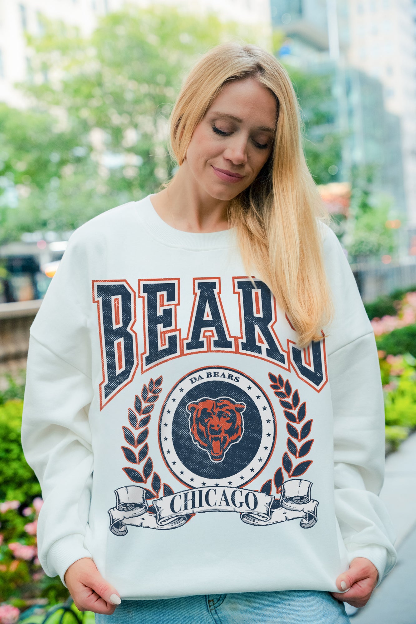 CHICAGO BEARS STAY COOL PREMIUM FLEECE CREWNECK PULLOVER