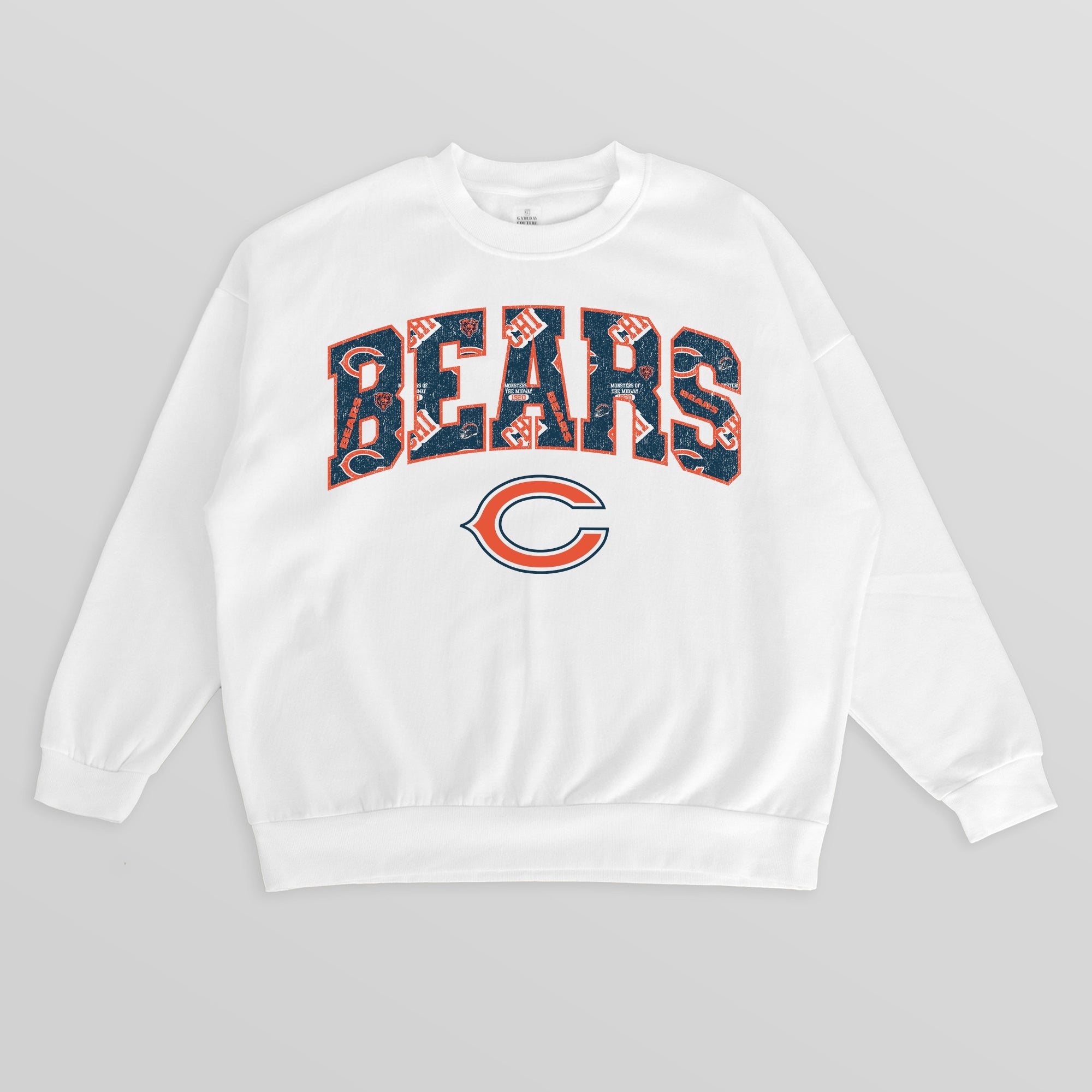 CHICAGO BEARS SWEET PLAY PREMIUM FLEECE DROP SHOULDER CREWNECK PULLOVER