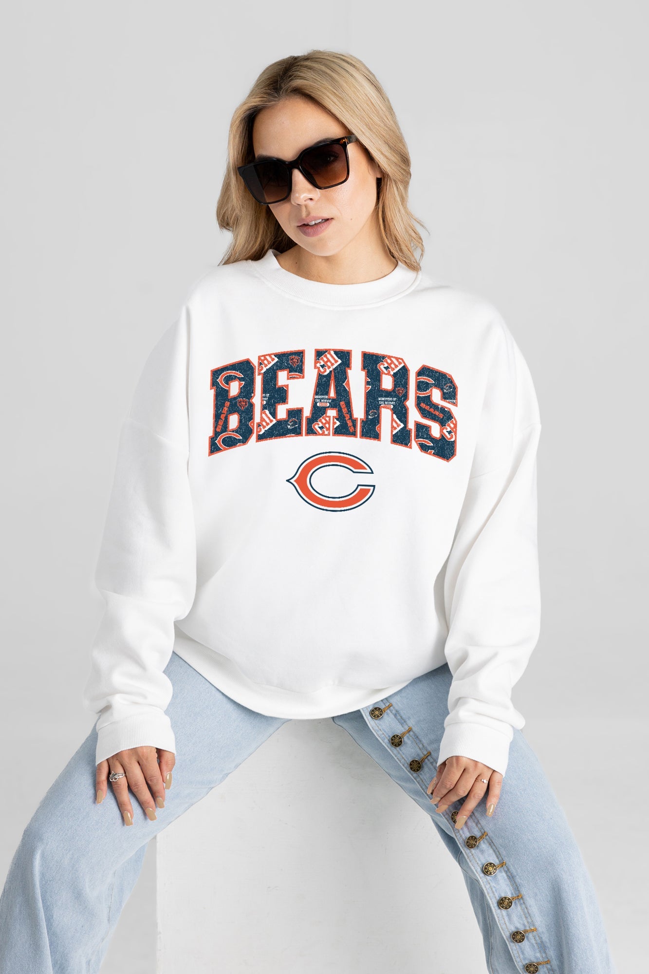 CHICAGO BEARS SWEET PLAY PREMIUM FLEECE DROP SHOULDER CREWNECK PULLOVER