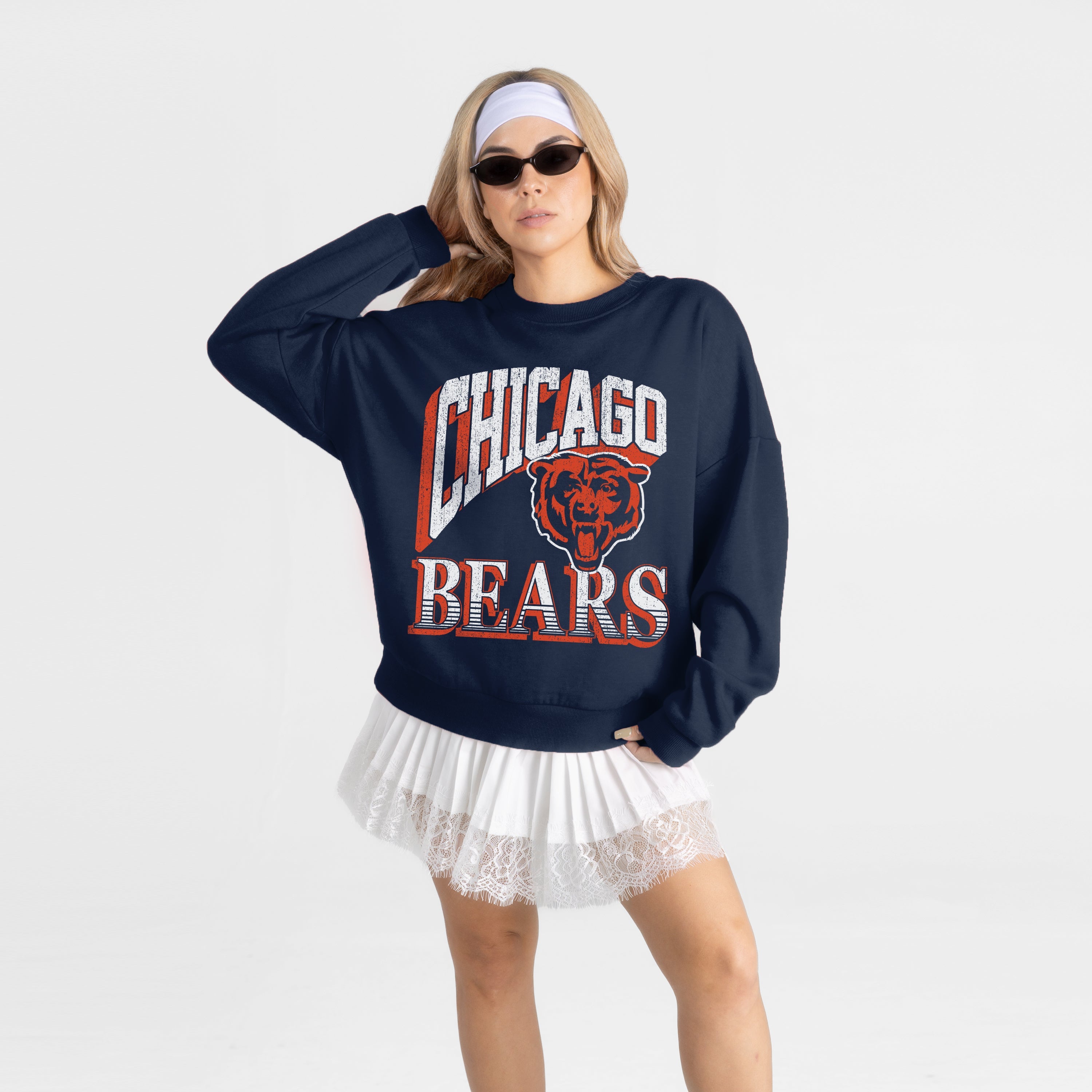 CHICAGO BEARS MAIN CHARACTER PREMIUM FLEECE DROP SHOULDER CREWNECK PULLOVER