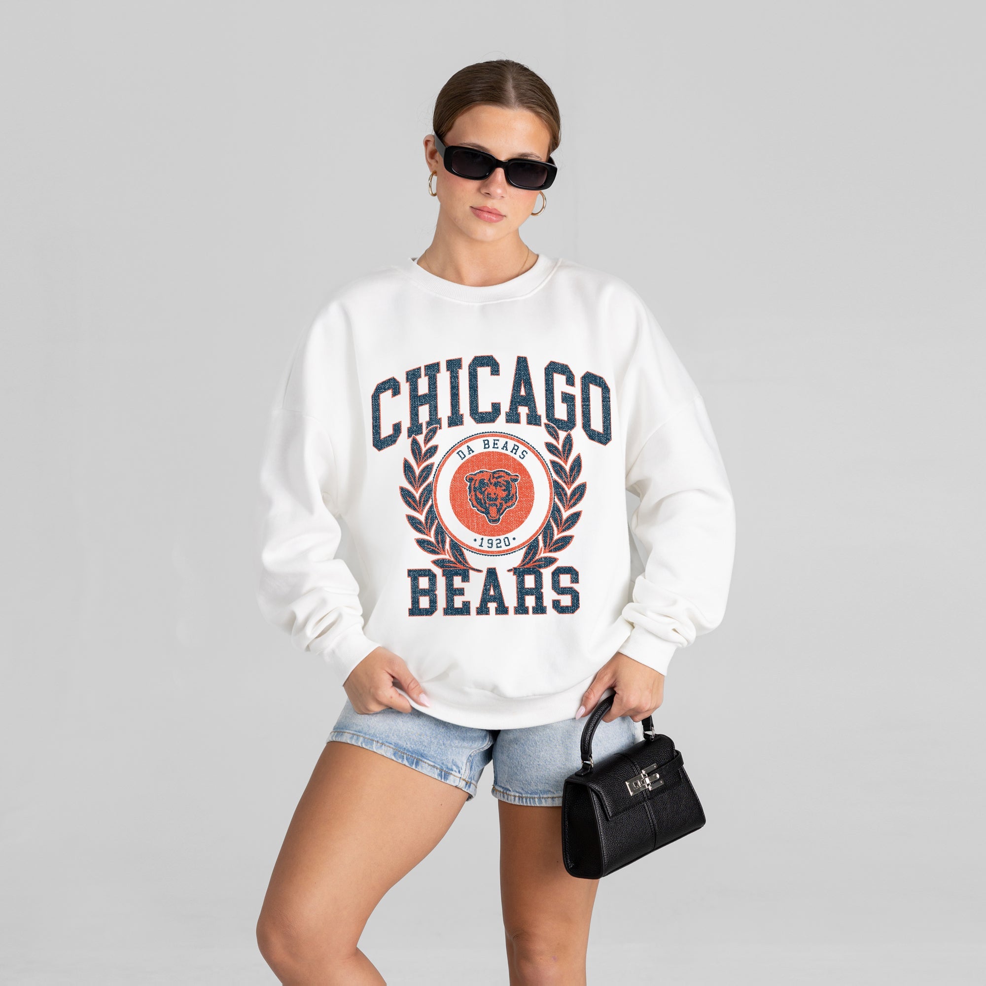 CHICAGO BEARS GOLD STANDARD PREMIUM FLEECE DROP SHOULDER CREWNECK PULLOVER