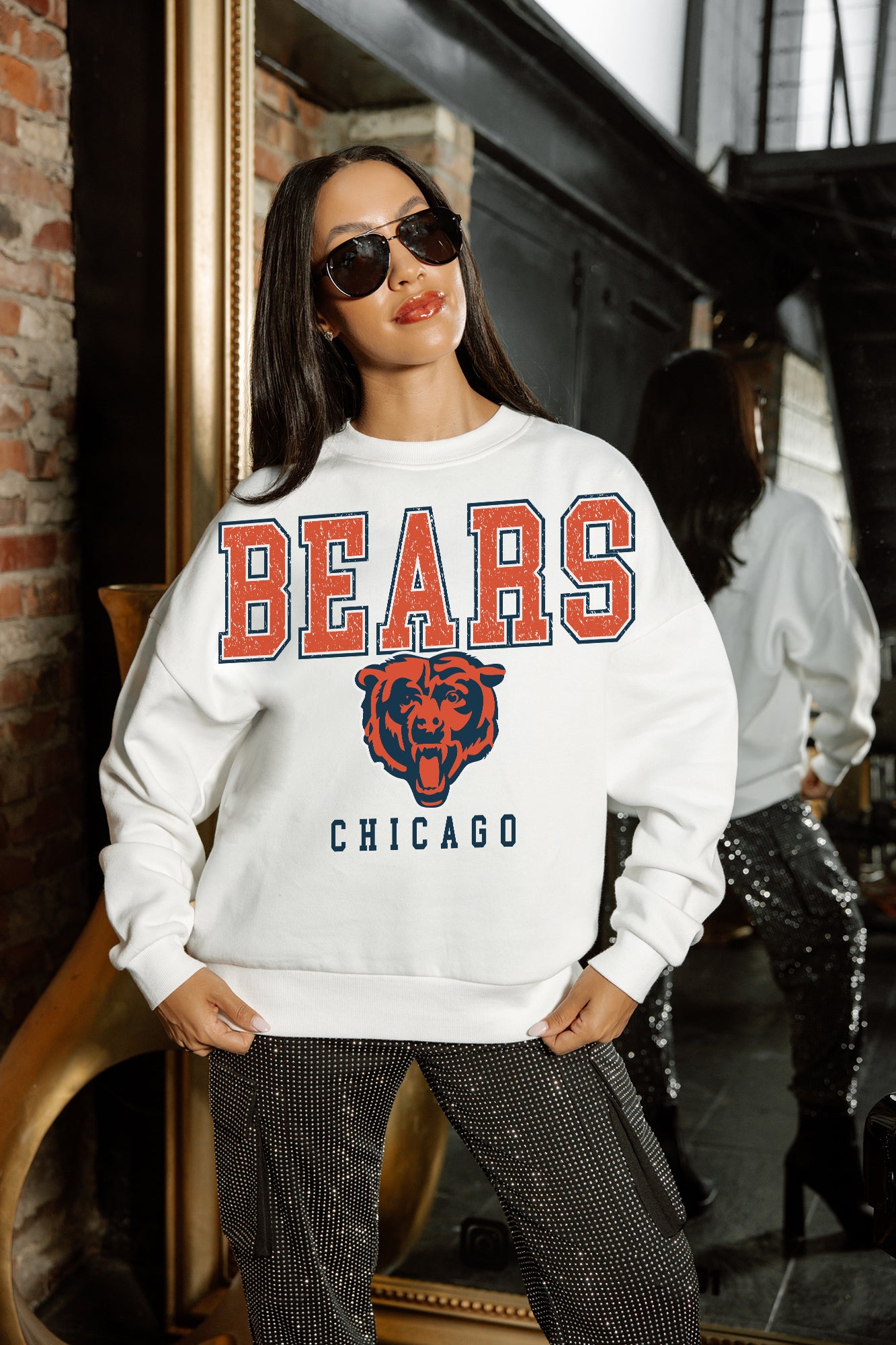 CHICAGO BEARS Sunday Drives Fleece Crewneck Pullover