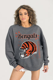 CINCINNATI BENGALS READY TO RUMBLE PREMIUM FLEECE DROP SHOULDER CREWNECK PULLOVER
