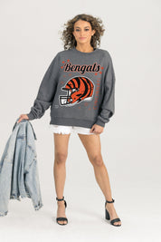 CINCINNATI BENGALS READY TO RUMBLE PREMIUM FLEECE DROP SHOULDER CREWNECK PULLOVER