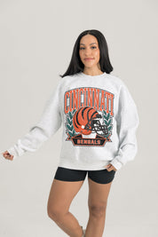 CINCINNATI BENGALS HERITAGE PREMIUM FLEECE DROP SHOULDER CREWNECK PULLOVER