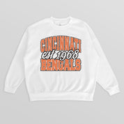 CINCINNATI BENGALS FADED FORMATION PREMIUM FLEECE CREWNECK PULLOVER