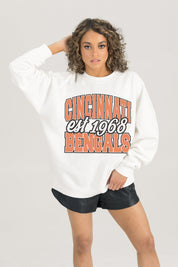 CINCINNATI BENGALS FADED FORMATION PREMIUM FLEECE CREWNECK PULLOVER