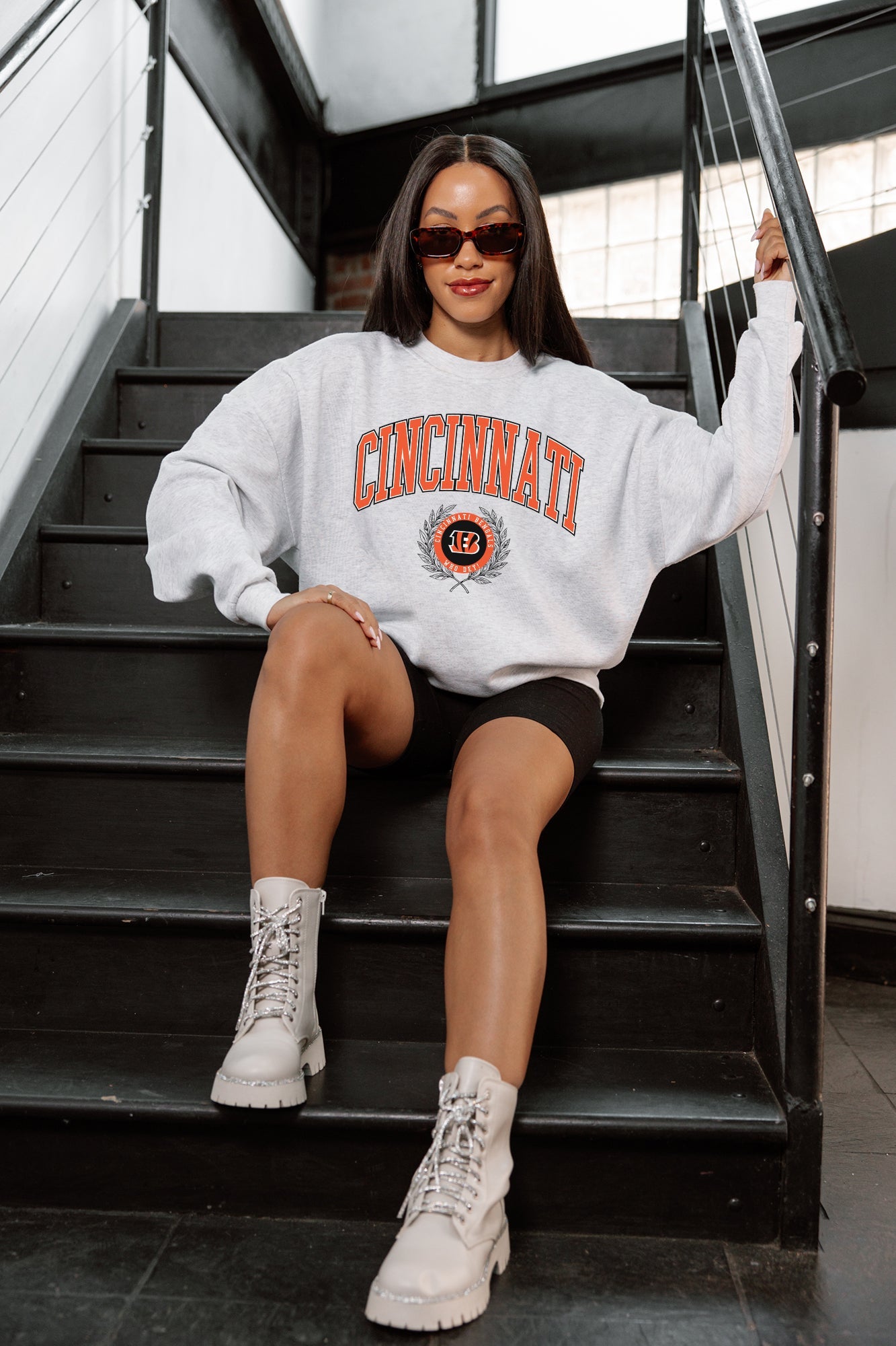 CINCINNATI BENGALS TRADITION REFINED PREMIUM FLEECE CREWNECK PULLOVER