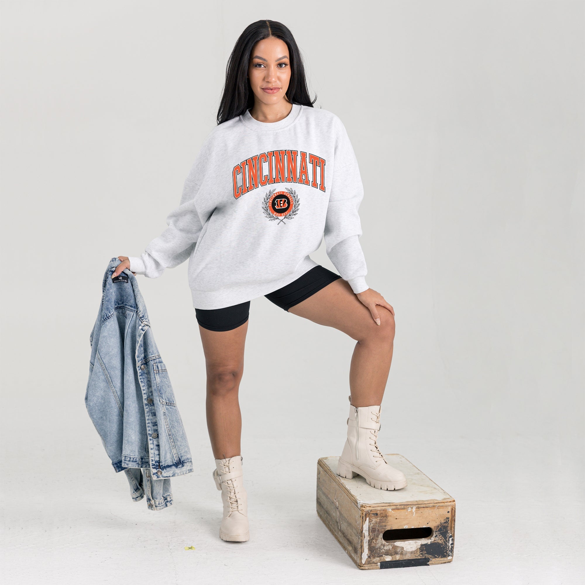 CINCINNATI BENGALS TRADITION REFINED PREMIUM FLEECE CREWNECK PULLOVER