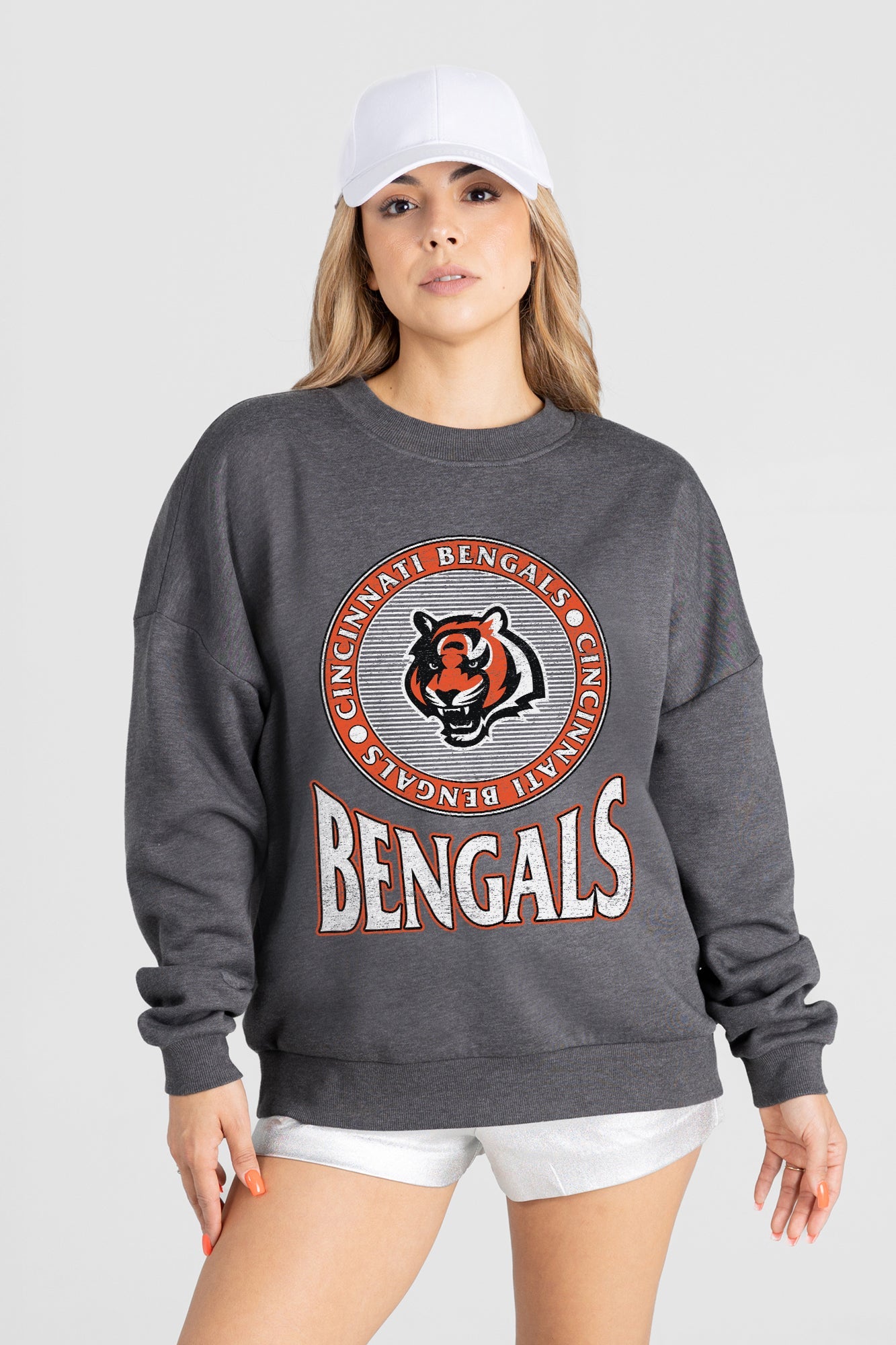 CINCINNATI BENGALS SATURDAY SEAL PREMIUM FLEECE DROP SHOULDER CREWNECK PULLOVER