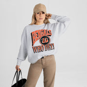 CINCINNATI BENGALS GAME ON PREMIUM FLEECE DROP SHOULDER CREWNECK PULLOVER