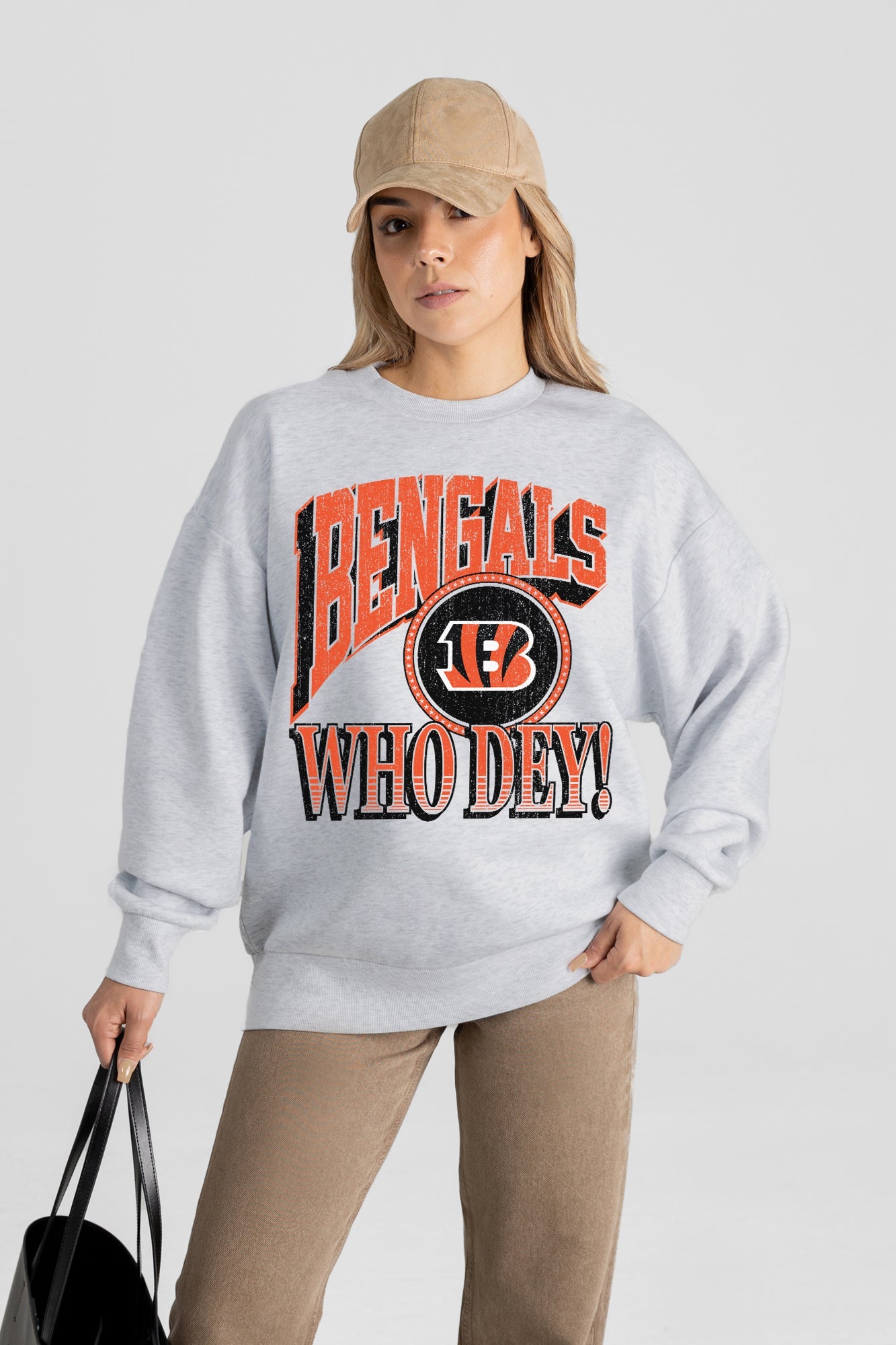 CINCINNATI BENGALS GAME ON PREMIUM FLEECE DROP SHOULDER CREWNECK PULLOVER