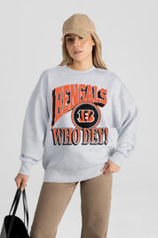 CINCINNATI BENGALS GAME ON PREMIUM FLEECE DROP SHOULDER CREWNECK PULLOVER