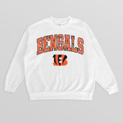 CINCINNATI BENGALS SWEET PLAY PREMIUM FLEECE DROP SHOULDER CREWNECK PULLOVER