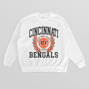 CINCINNATI BENGALS GOLD STANDARD PREMIUM FLEECE DROP SHOULDER CREWNECK PULLOVER