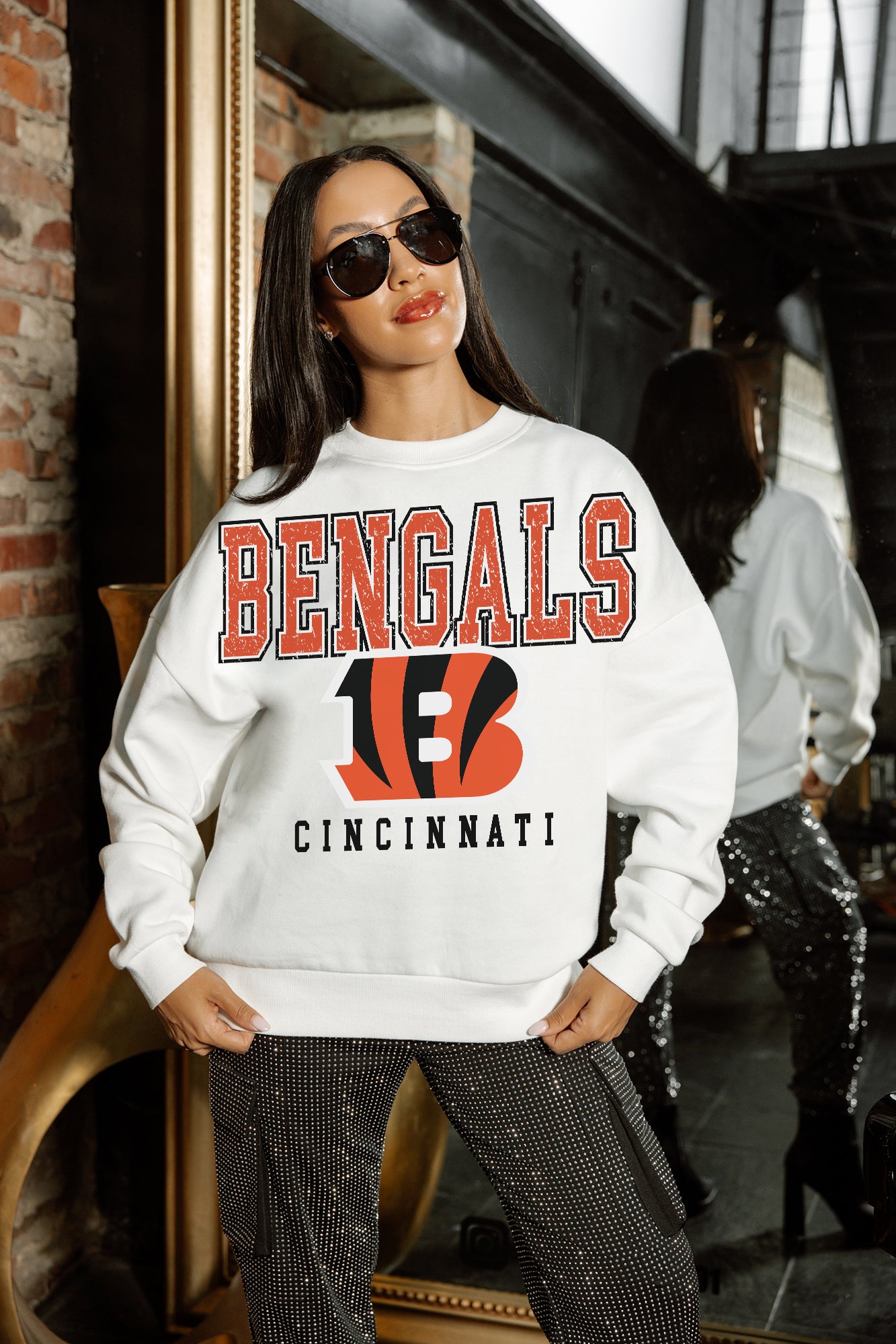 CINCINNATI BENGALS Sunday Drives Fleece Crewneck Pullover