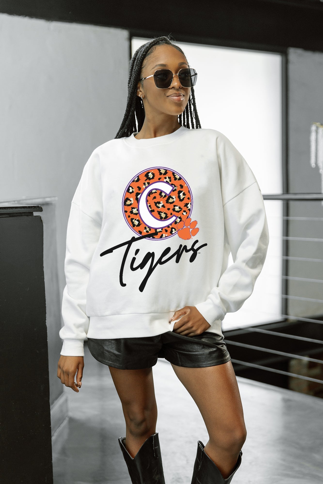 CLEMSON TIGERS WILD BREAKTHROUGH PREMIUM FLEECE CREWNECK PULLOVER