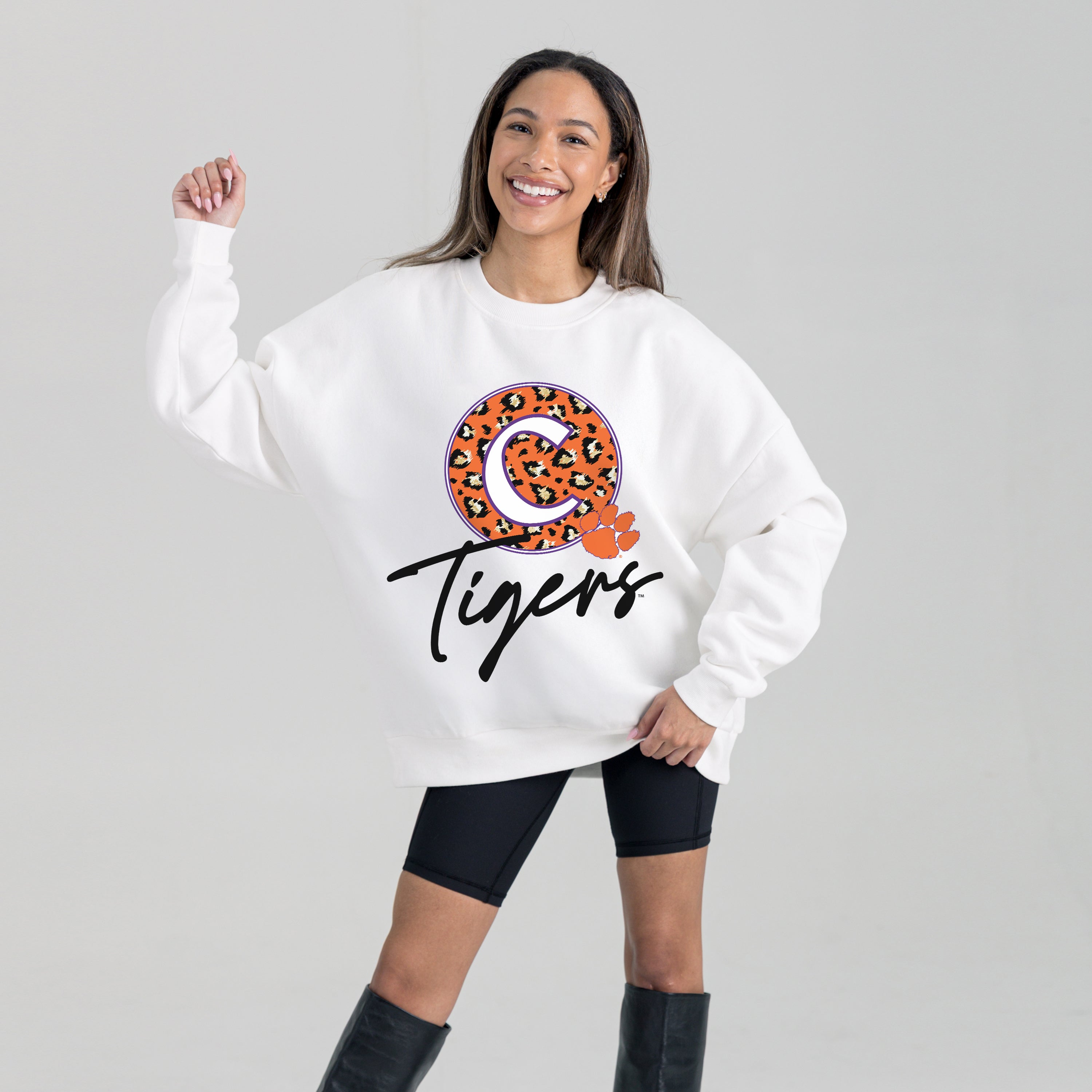 CLEMSON TIGERS WILD BREAKTHROUGH PREMIUM FLEECE CREWNECK PULLOVER