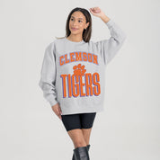CLEMSON TIGERS FIERCE FOCUS PREMIUM FLEECE DROP SHOULDER CREWNECK PULLOVER