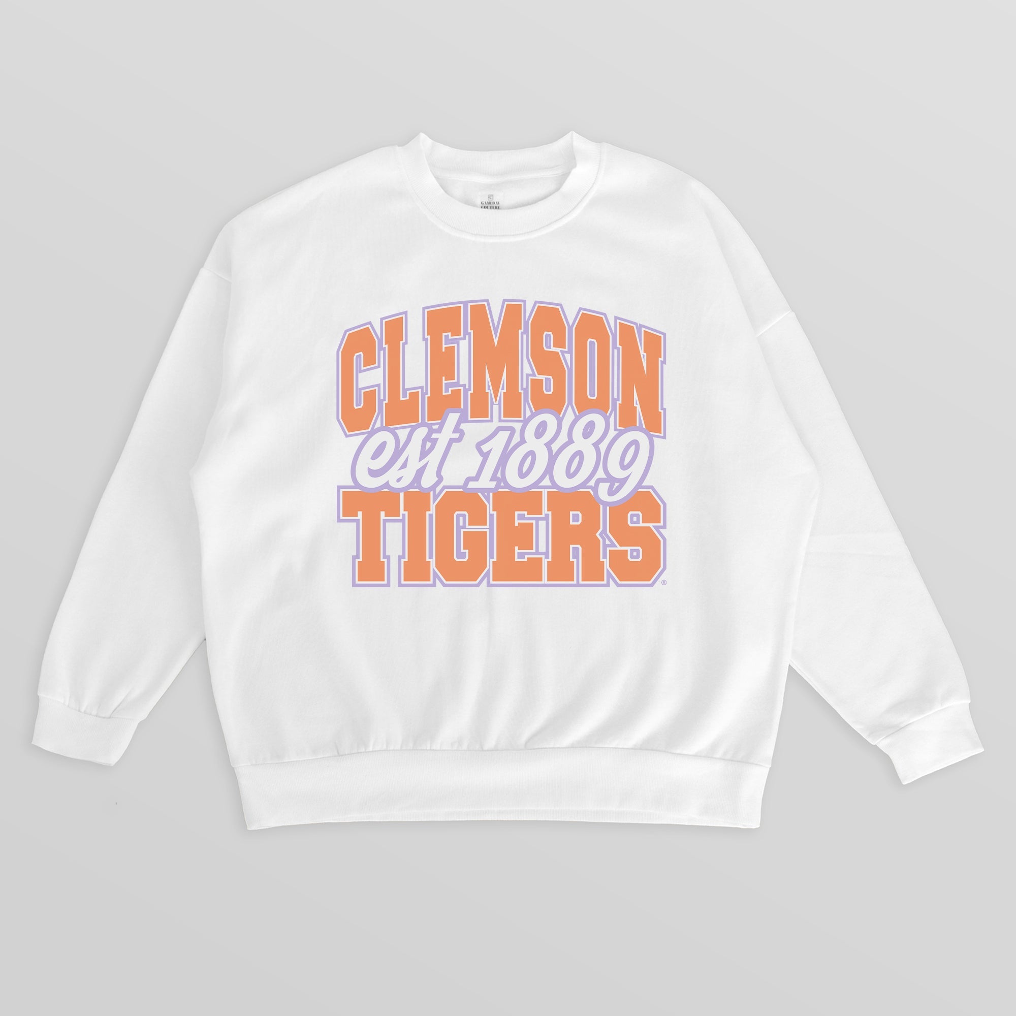 CLEMSON TIGERS FADED FORMATION PREMIUM FLEECE DROP SHOULDER CREWNECK PULLOVER