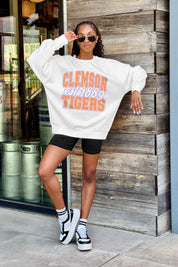 CLEMSON TIGERS FADED FORMATION PREMIUM FLEECE DROP SHOULDER CREWNECK PULLOVER