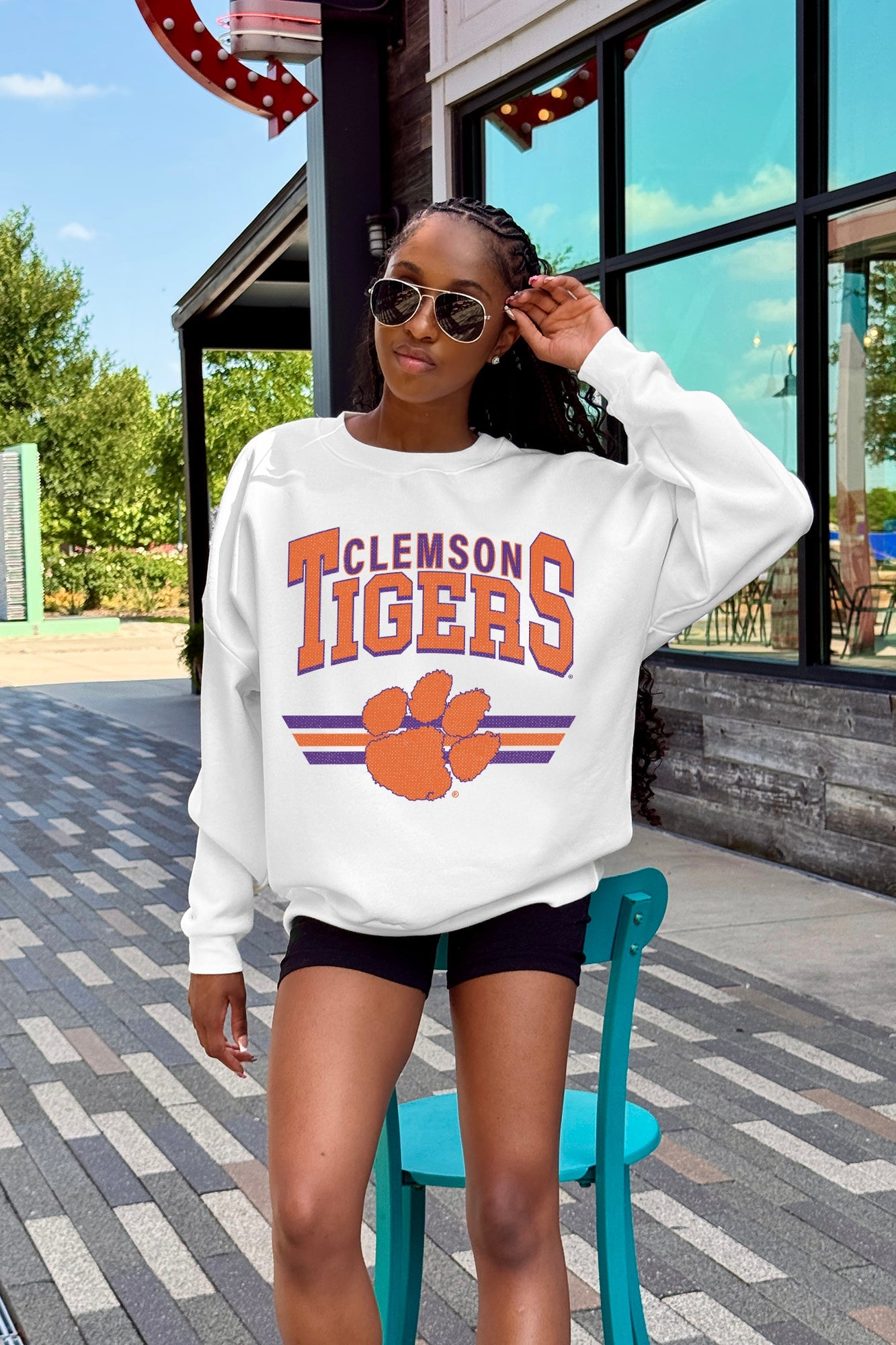 CLEMSON TIGERS SWIFT STRIKE PREMIUM FLEECE DROP SHOULDER CREWNECK PULLOVER