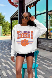CLEMSON TIGERS SWIFT STRIKE PREMIUM FLEECE DROP SHOULDER CREWNECK PULLOVER