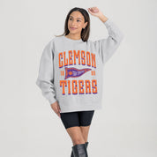 CLEMSON TIGERS PENNANT PRIDE PREMIUM FLEECE DROP SHOULDER CREWNECK PULLOVER