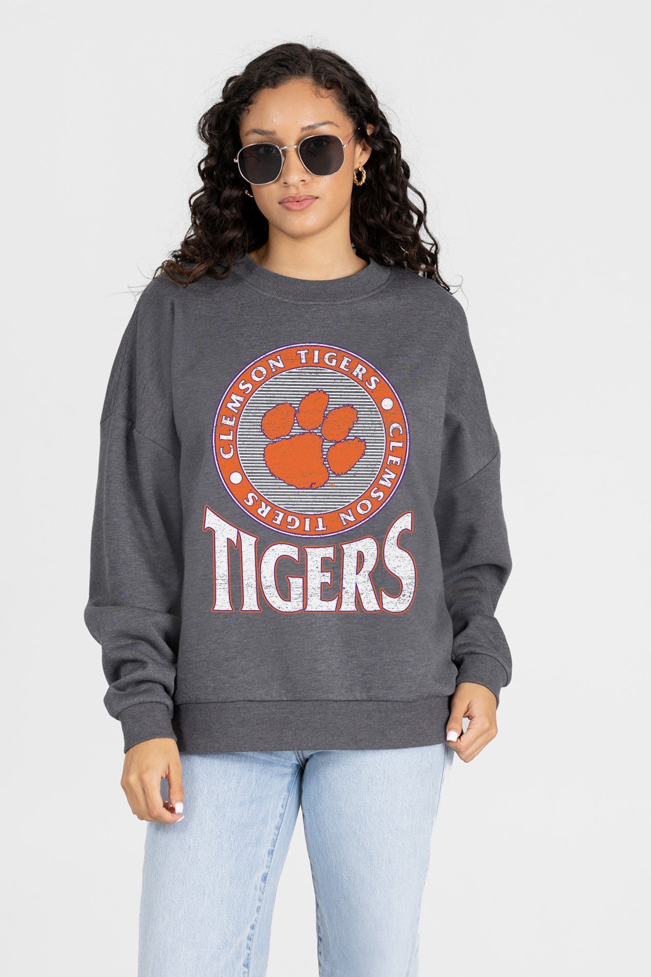 CLEMSON TIGERS SATURDAY SEAL PREMIUM FLEECE DROP SHOULDER CREWNECK PULLOVER