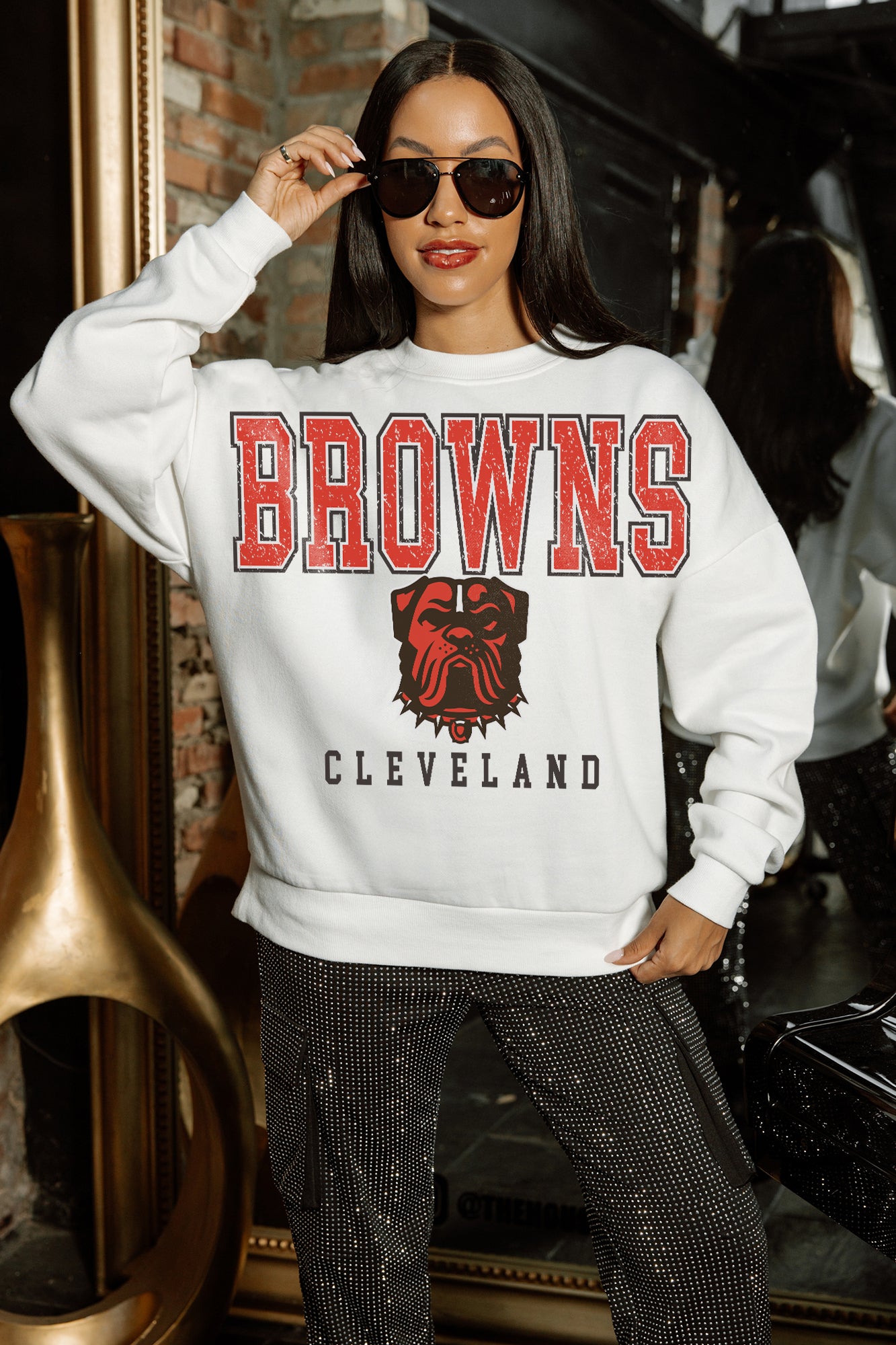 CLEVELAND BROWNS Sunday Drives Fleece Crewneck Pullover