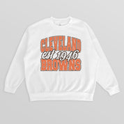 CLEVELAND BROWNS FADED FORMATION PREMIUM FLEECE CREWNECK PULLOVER