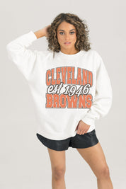 CLEVELAND BROWNS FADED FORMATION PREMIUM FLEECE CREWNECK PULLOVER