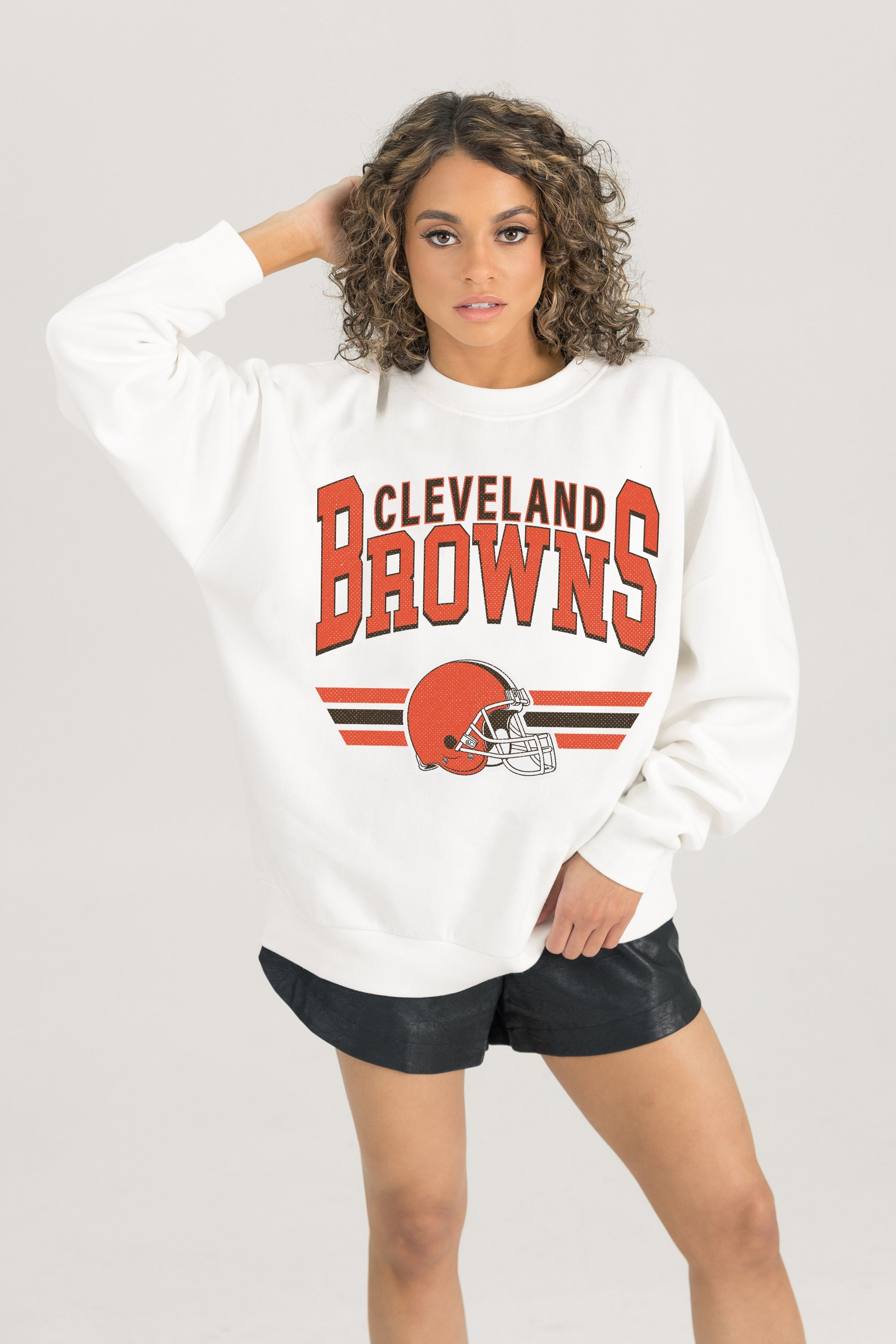 CLEVELAND BROWNS SWIFT STRIKE PREMIUM FLEECE CREWNECK PULLOVER