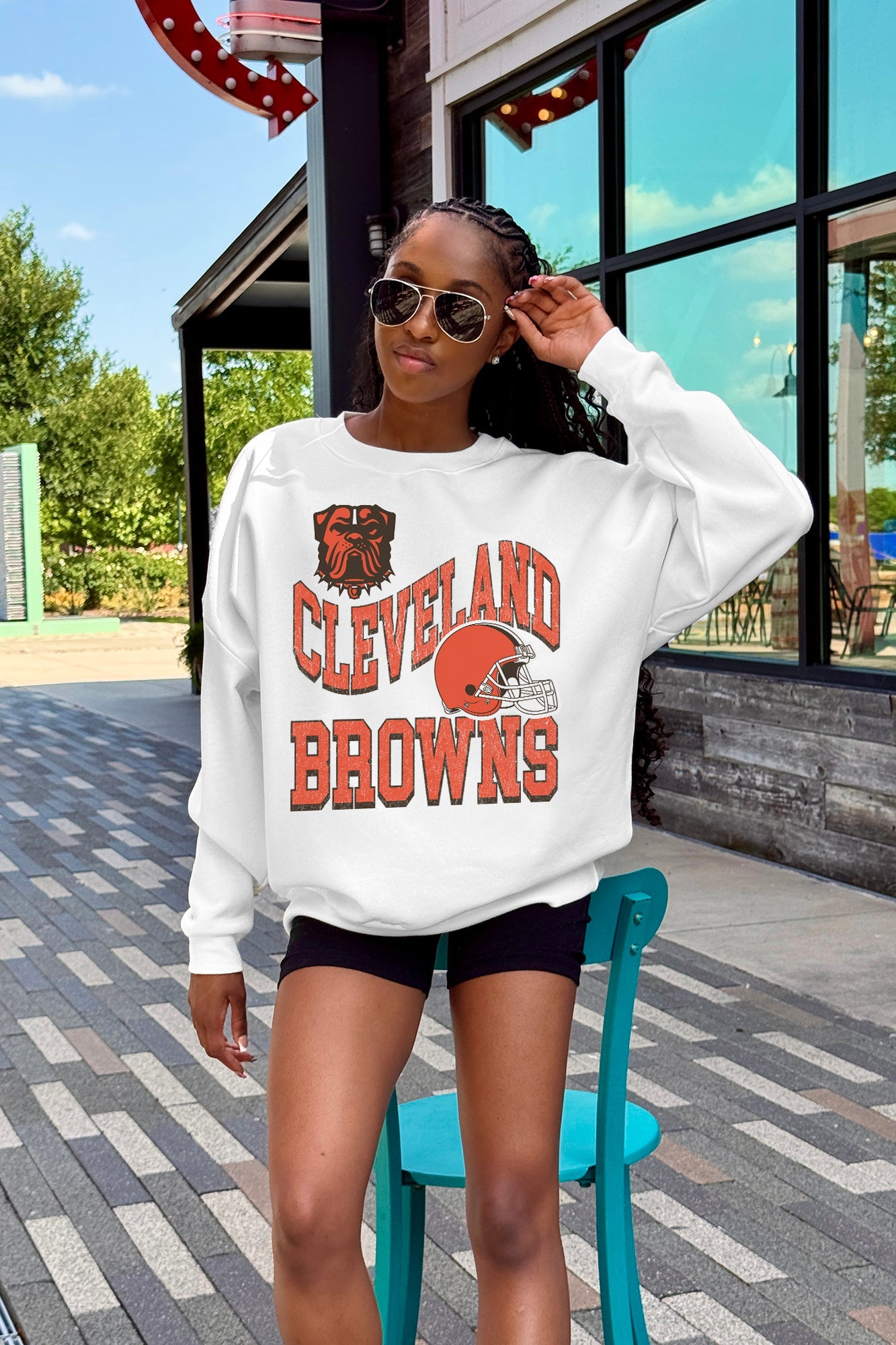 CLEVELAND BROWNS HARD EARNED PREMIUM FLEECE CREWNECK PULLOVER