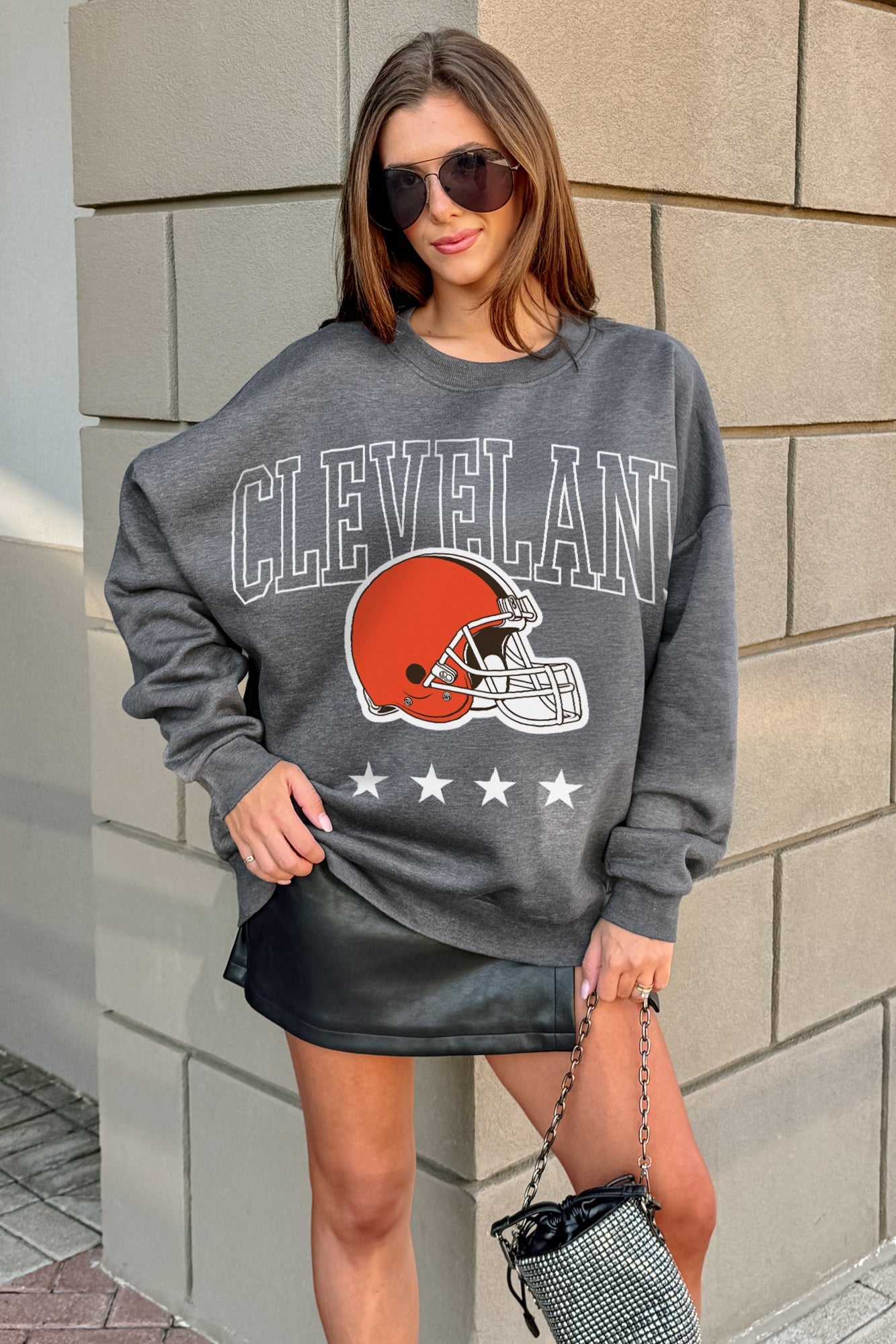CLEVELAND BROWNS RISING STAR PREMIUM FLEECE CREWNECK PULLOVER