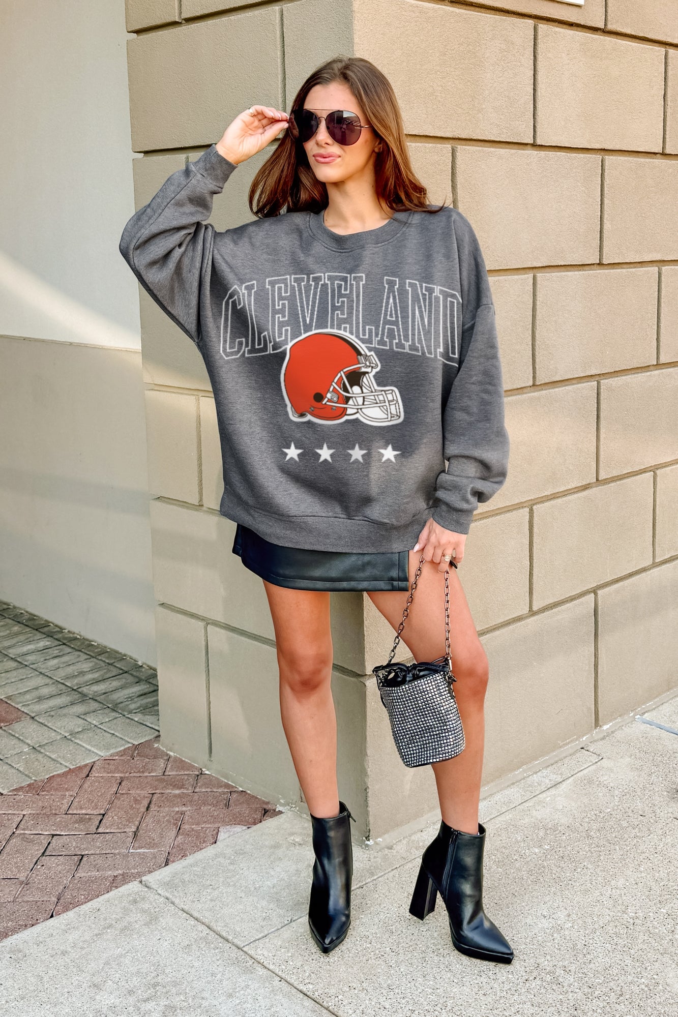 CLEVELAND BROWNS RISING STAR PREMIUM FLEECE CREWNECK PULLOVER