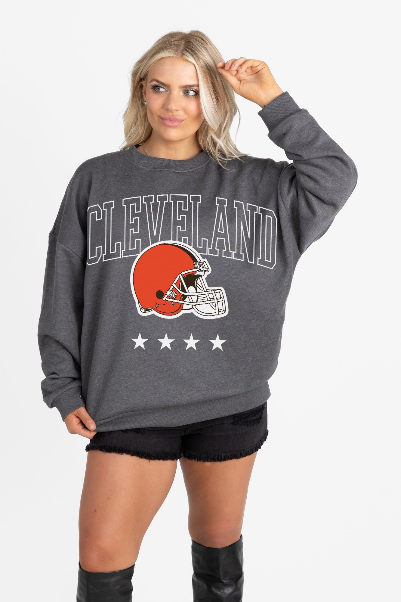CLEVELAND BROWNS RISING STAR PREMIUM FLEECE CREWNECK PULLOVER