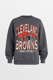 CLEVELAND BROWNS STAY COOL PREMIUM FLEECE CREWNECK PULLOVER BY RANDI MAHOMES